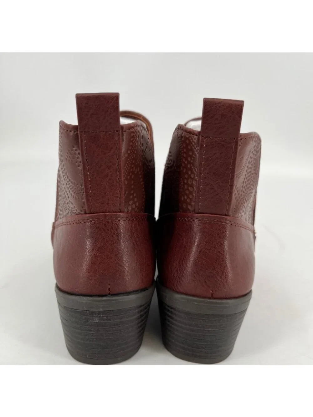 Easy Street Legend Western Ankle Boots Brown Size 7W Faux Leather Block Heel